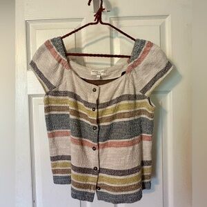 Madewell texture and thread button front top, size L